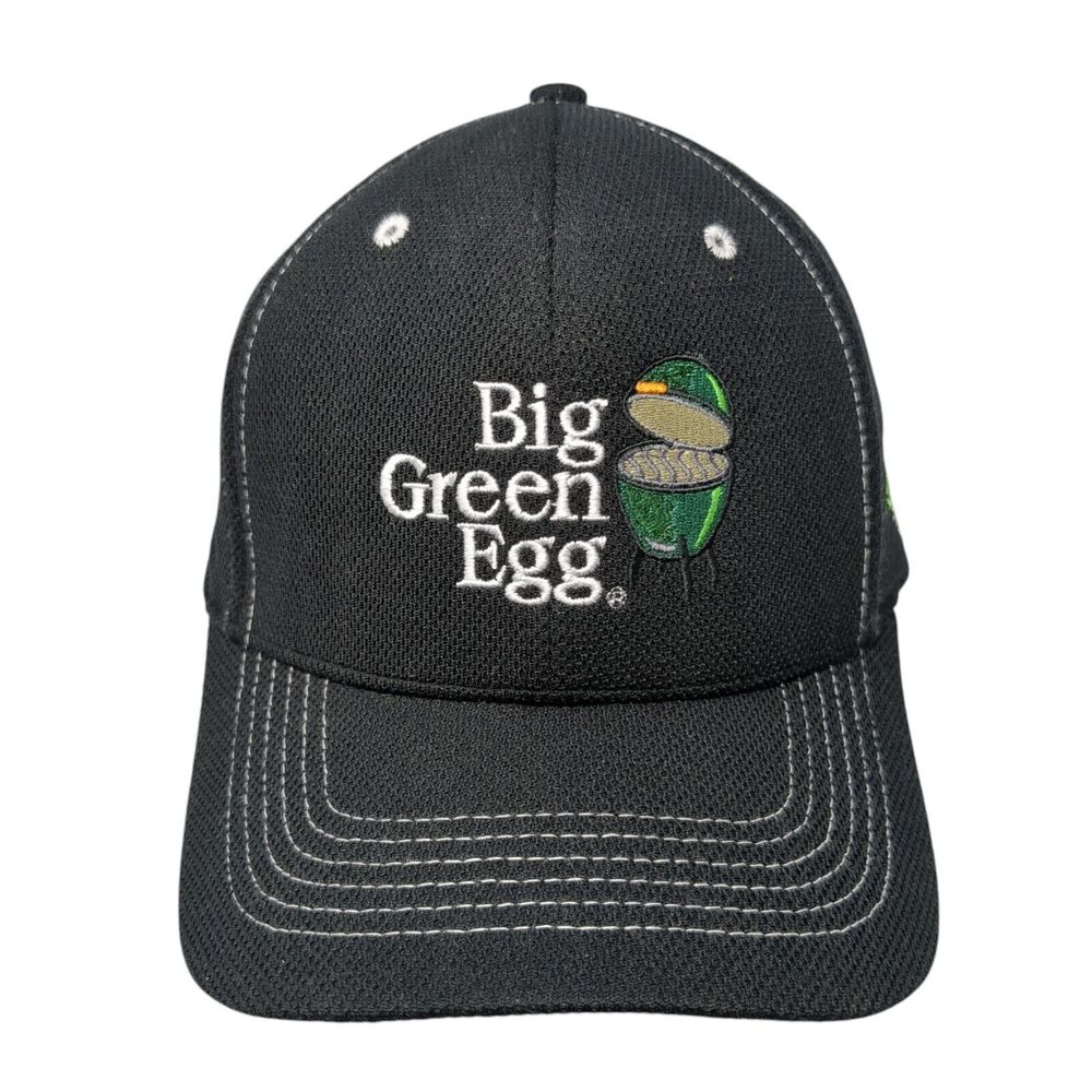 Big Green Egg Strapback Hat Black One Size Adjustable Embroidered Polyester